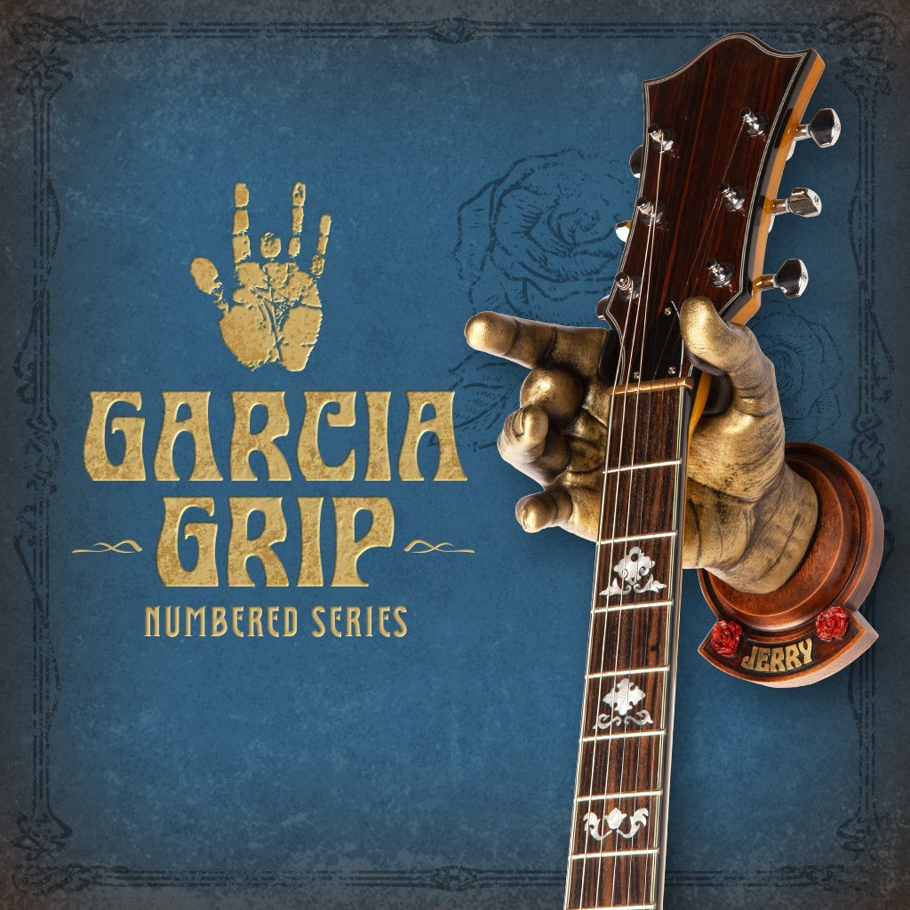Jerry Garcia of the Grateful Dead hand guitar hanger collection from GuitarGrip. 