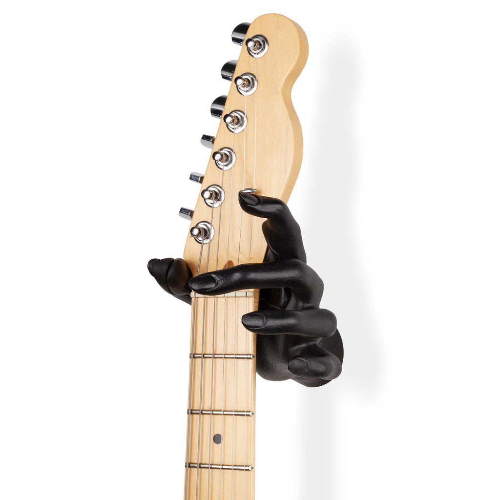 female hand guitar hanger wall hook in black.