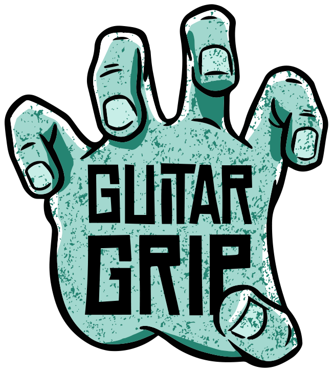 GuitarGrip green hand logo for holding guitars and other stringed instruments. 