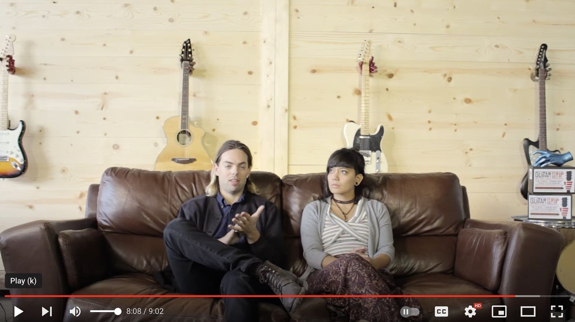 Video of the band Valley Hush in interview with GuitarGrip guitar hangers. 