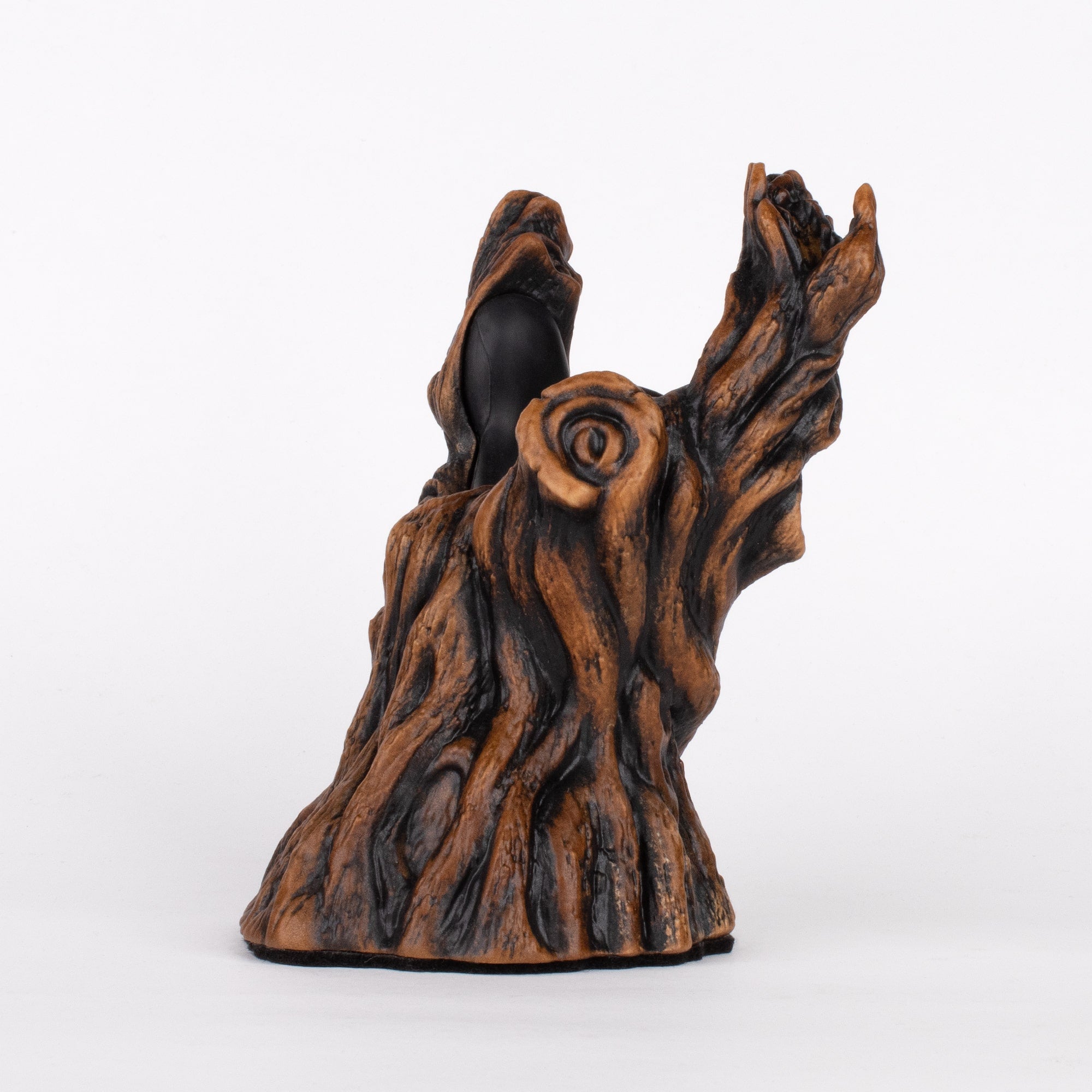 GuitarGrip wall hook shaped like a tree with brown stained finish.