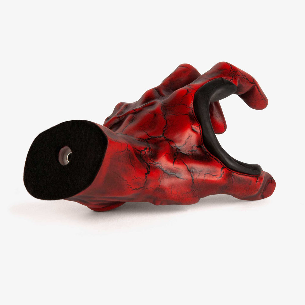 Back view red finish with crackle topcoat.